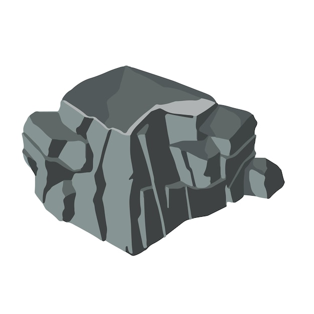 Illustration of an isometric island made of stone a piece of stone ground