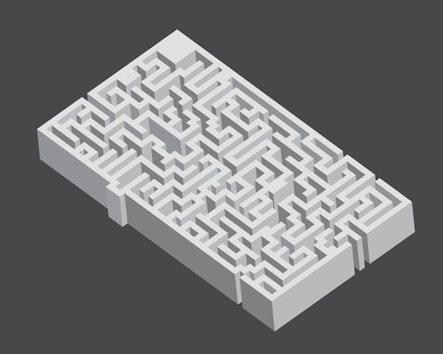 Vector illustration of isometric maze building vector