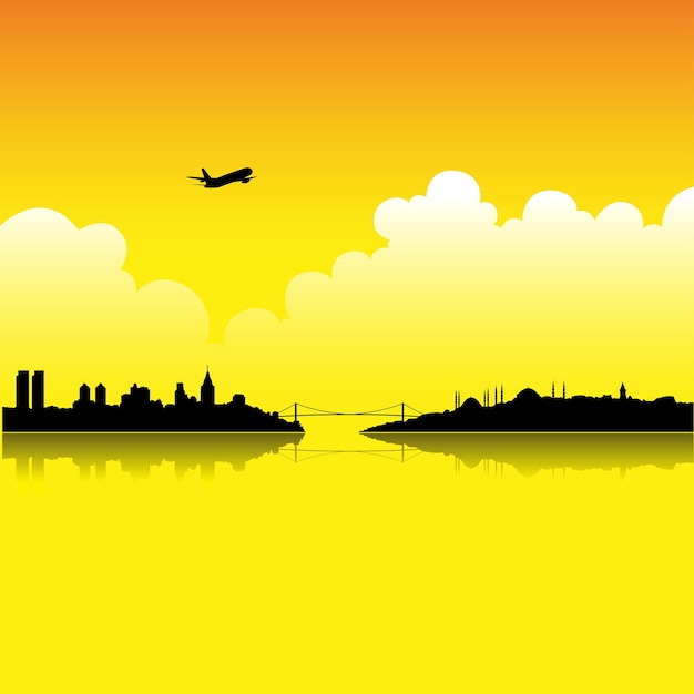 Illustration of istanbul at sunset