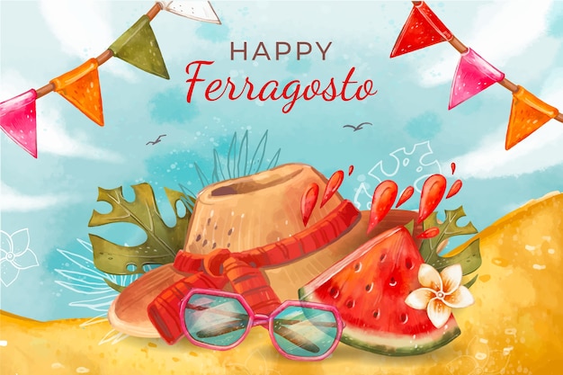 Illustration for italian ferragosto celebration