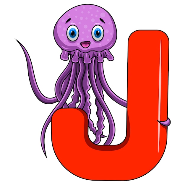 Illustration of j letter for jelly fish