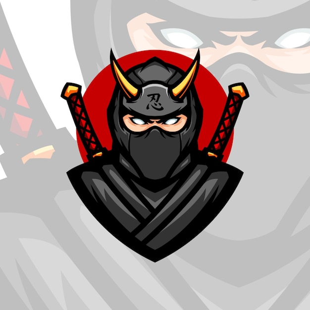 Illustrazione del giapponese golden horned ninja hanzo vector mascot