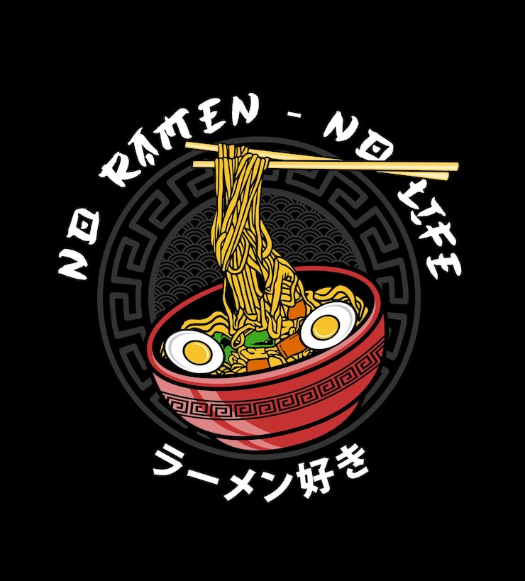 Vector illustration of japanese ramen noodle soup