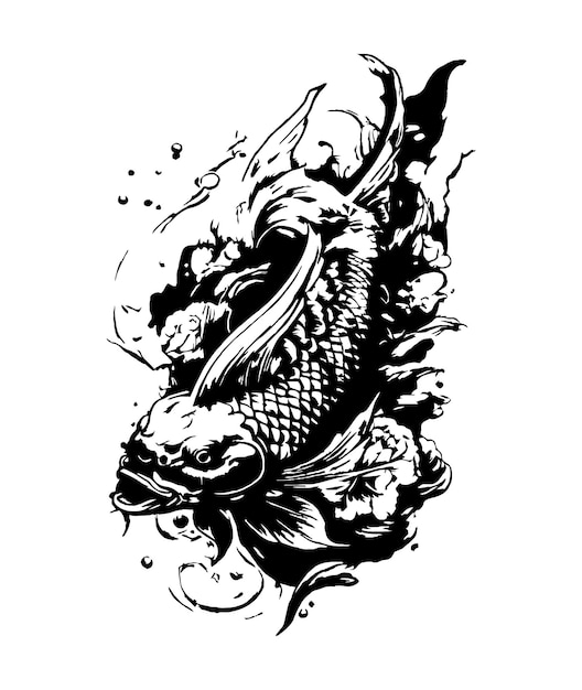 illustration japanese style koi fish of a tattoo