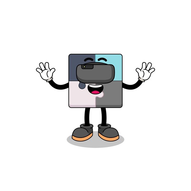 Illustration of jigsaw puzzle with a vr headset character design