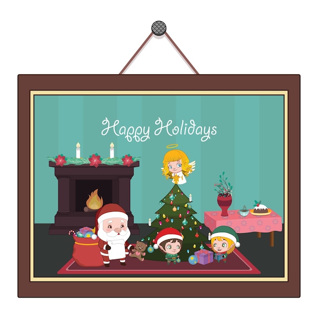 Vector illustration of a jolly christmas day scene