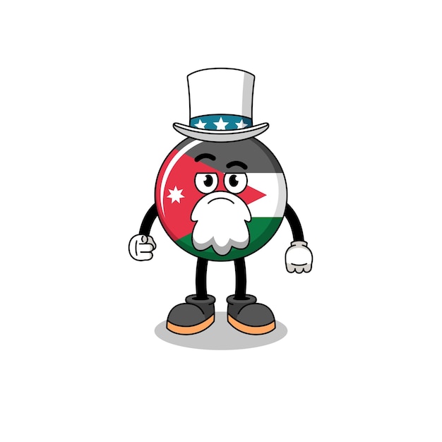 Illustration of jordan flag cartoon with i want you gesture