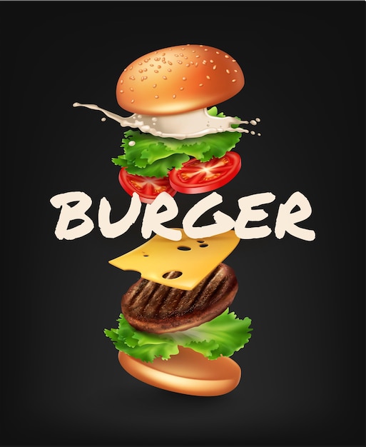 illustration jumping burger ads