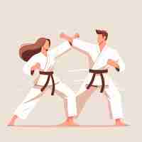 Vector illustration of a karate couple with a simple flat design style