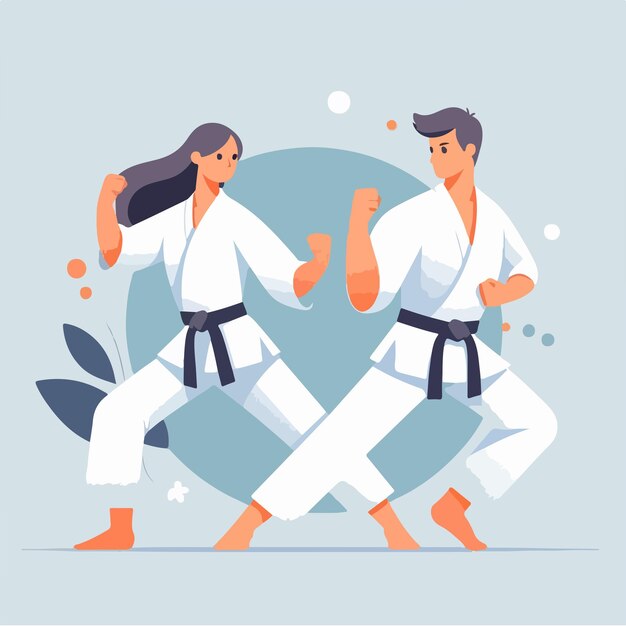 Vector illustration of a karate couple with a simple flat design style