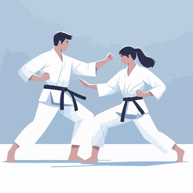 Vector illustration of a karate couple with a simple flat design style