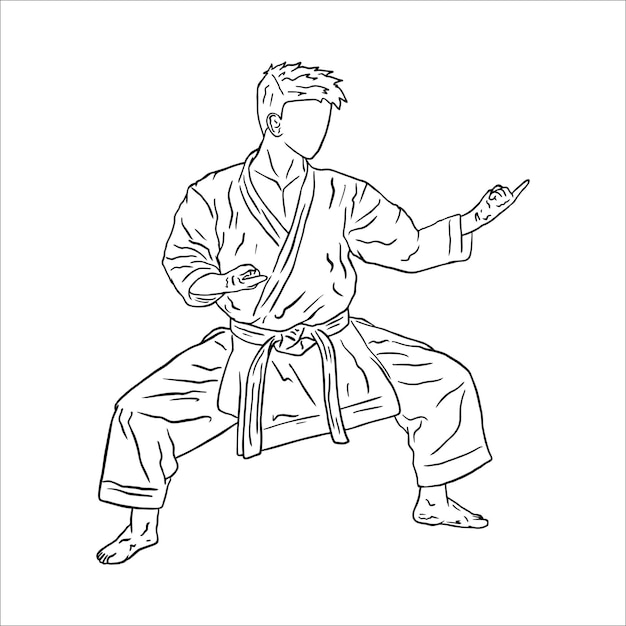 illustration of karate line art vector