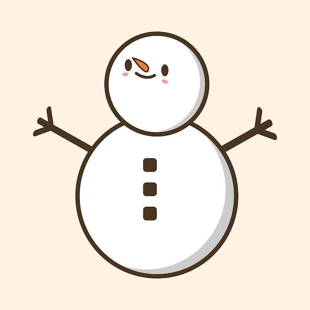 illustration of kawaii snowman doodle sticker. EPS 10