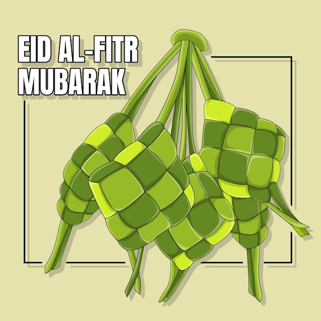 illustration of ketupat greeting happy eid alfitr