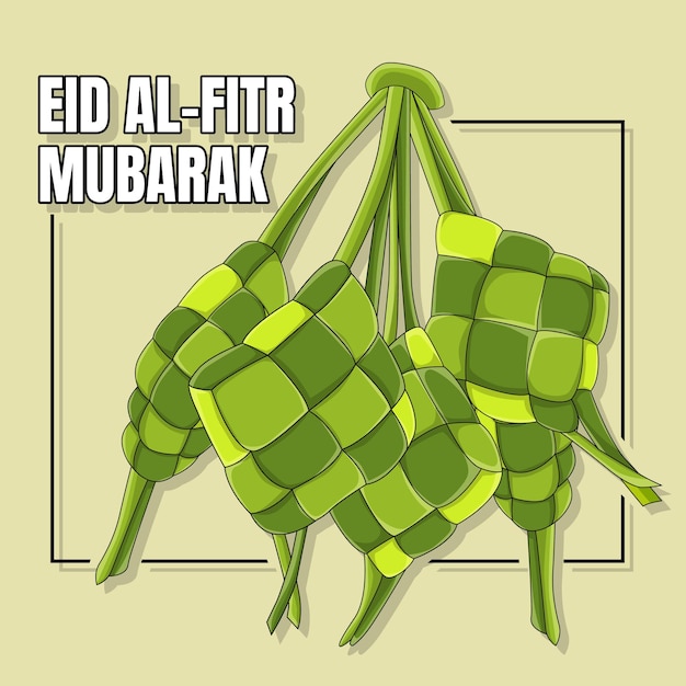 Illustration of Ketupat greeting Happy Eid AlFitr