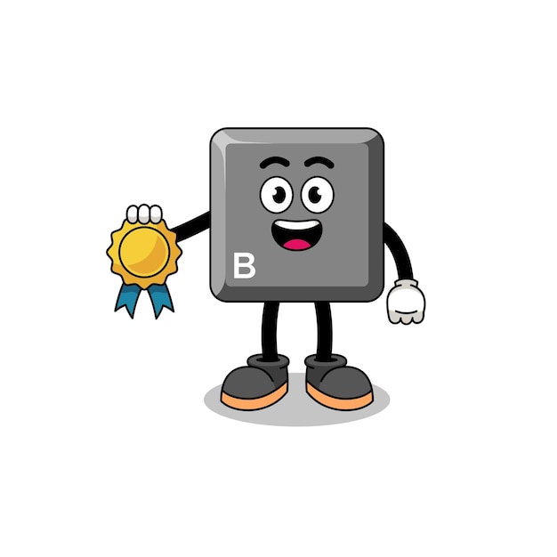 Illustration of keyboard B key mascot as an astronomer