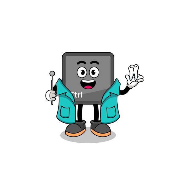 Illustration of keyboard control button mascot as a dentist character design