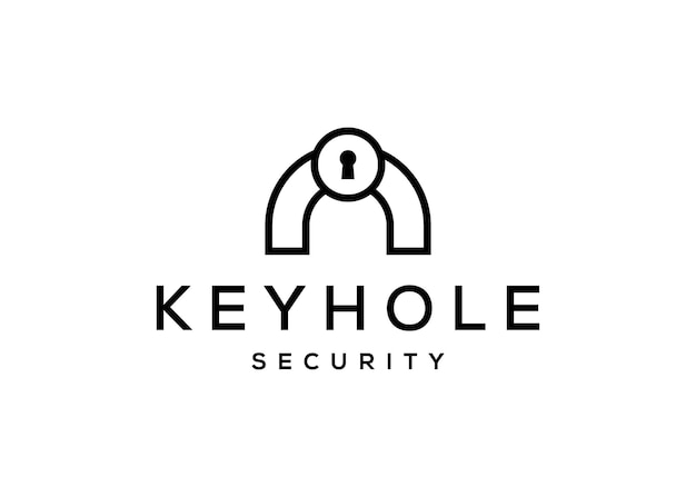 Illustration of a keyhole above an entrance tunnel logo design.
