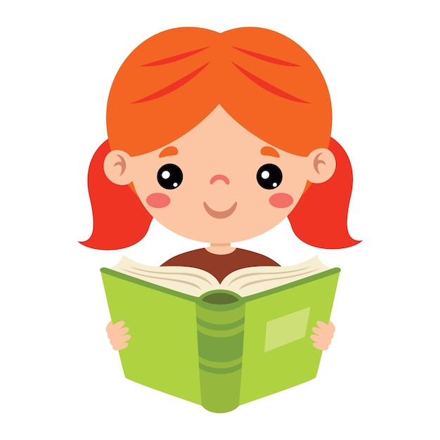 Illustration of kid reading book