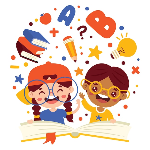 Illustration Of Kid Reading Book