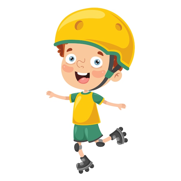 Illustration of kid roller skating