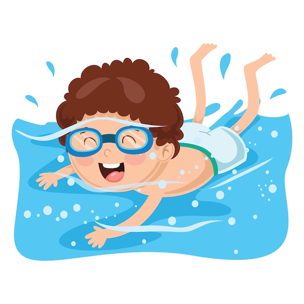 Illustration of kid swimming