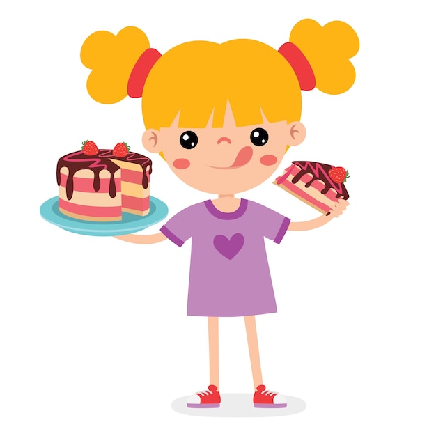 Vettore illustrazione del ragazzo con la torta