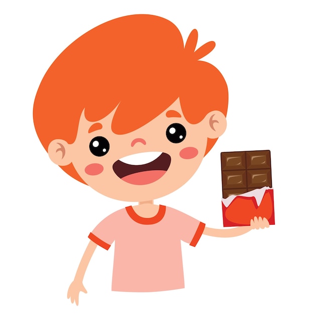 チョコレートを持った子供のイラスト