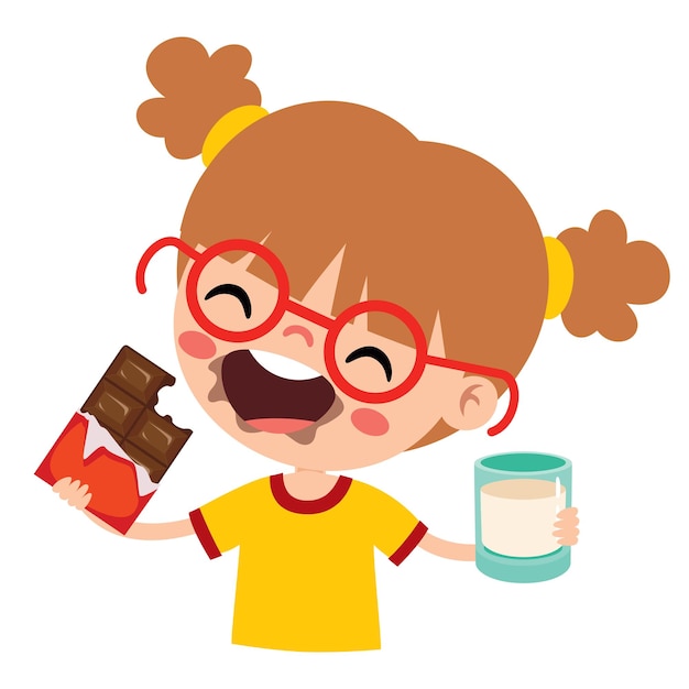 Vector illustration of kid with chocolate