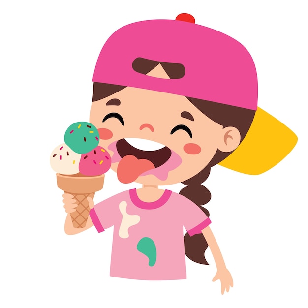 Vettore illustrazione del ragazzo con il gelato