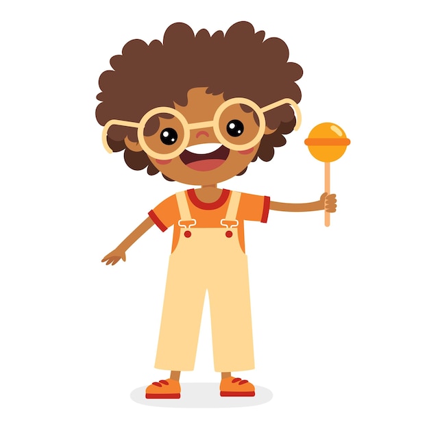 Vector illustration of kid with lollipop