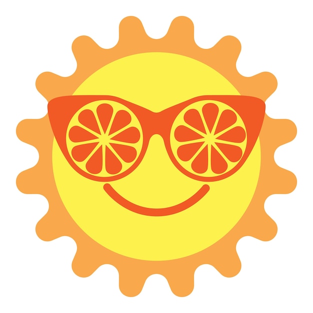 Illustration for kids cute yellow sun in glasses made of orange slices