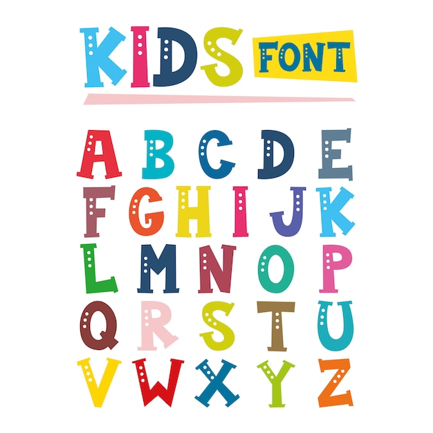 Illustration of kids font design