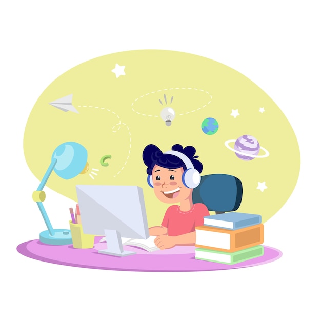 Illustration kids online learning