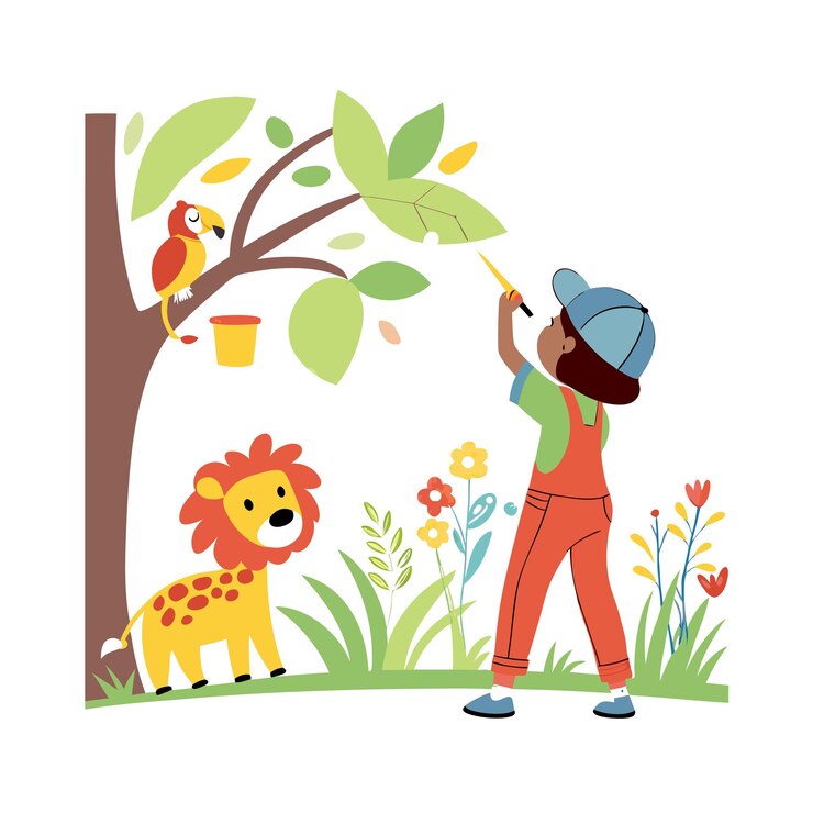 वेक्टर illustration of kids painting working