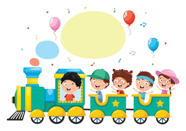 Illustration of kids transportation