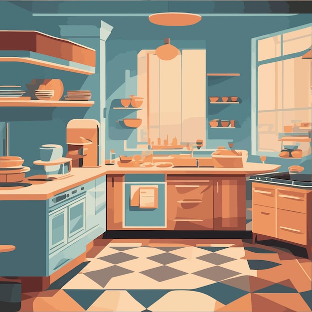 illustration kitchen clean chef cook