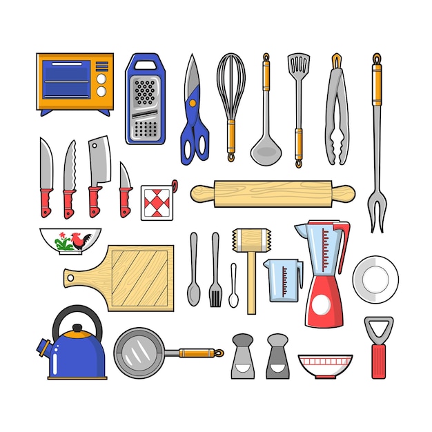 Vector illustration of kitchen tools set vector design