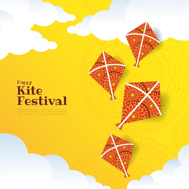 Illustration of kite string festival of india