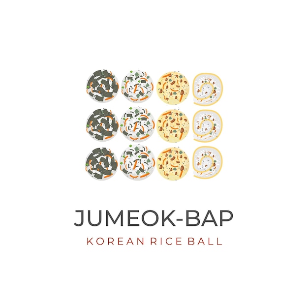 Illustration of Korean Food Types of Jumeok bap