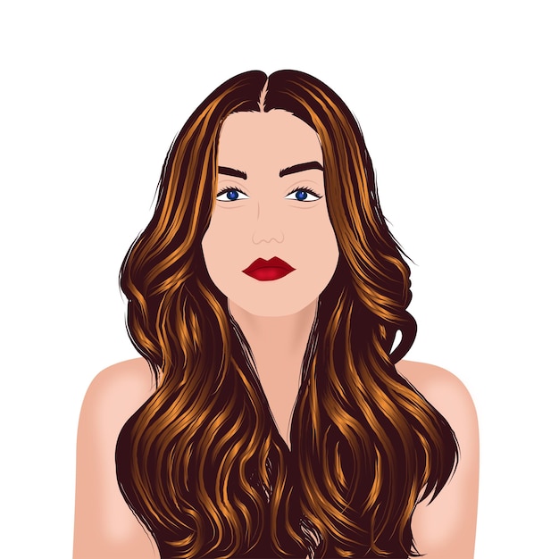 Vector illustration of a lady with brown hair