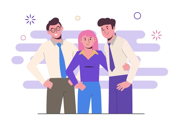 Illustration for the landing page. a team of office workers at a meeting. teamwork. business concept.