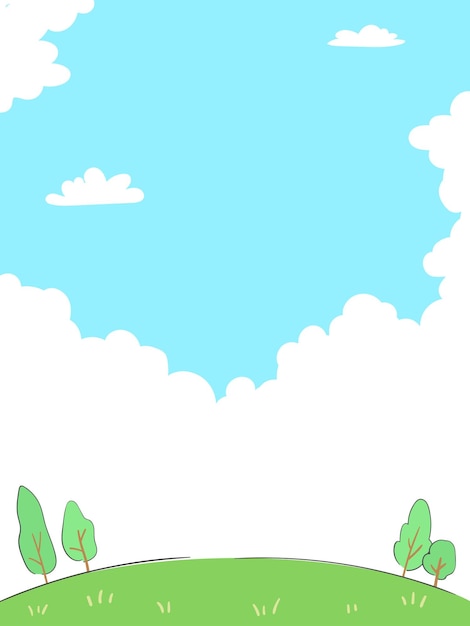 雲と木々のある風景のイラスト