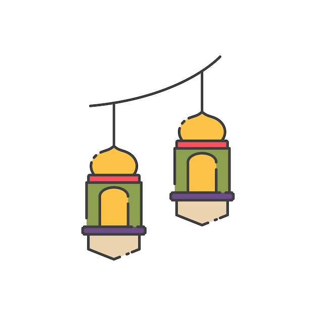 Illustration of a lantern with a yellow and purple design