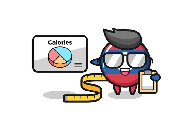 Illustration of laos flag badge mascot as a dietitian  cute design