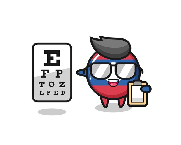 Illustration of laos flag badge mascot as an ophthalmology  cute design