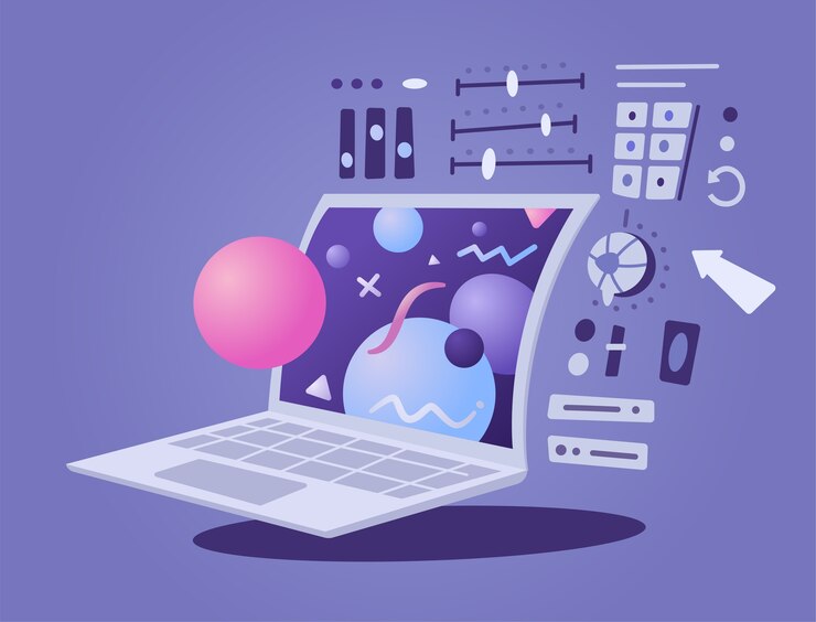 Vector illustration of laptop programming