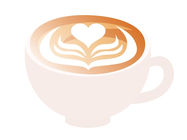 Illustration of the latte of the heart shaped design