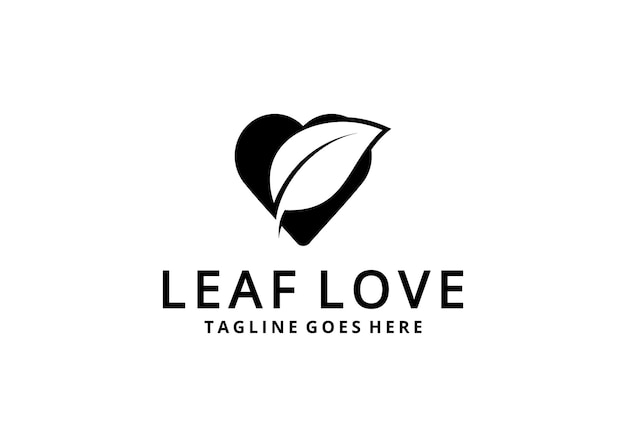 Illustration of leaf shape combination with heart sign, for environmental company