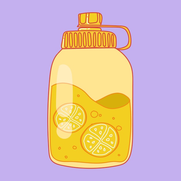 illustration of lemon in cute bottle